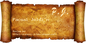 Pacsai Jolán névjegykártya